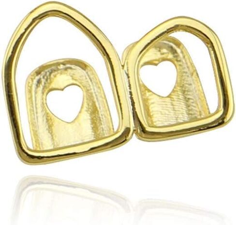 2 PCS 18K مطلي بالذهول Gold Grillz Hip Hop Grillz أعلى الأسنان غطاء شواية واحد للأسنان الفم in Kuwait