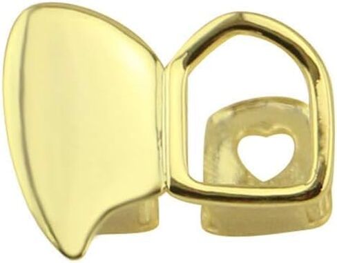 2 PCS 18K مطلي بالذهول Gold Grillz Hip Hop Grillz أعلى الأسنان غطاء شواية واحد للأسنان الفم in Kuwait