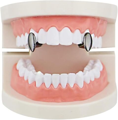 2 PCS 18K مطلي بالذهول Gold Grillz Hip Hop Grillz أعلى الأسنان غطاء شواية واحد للأسنان الفم in Kuwait