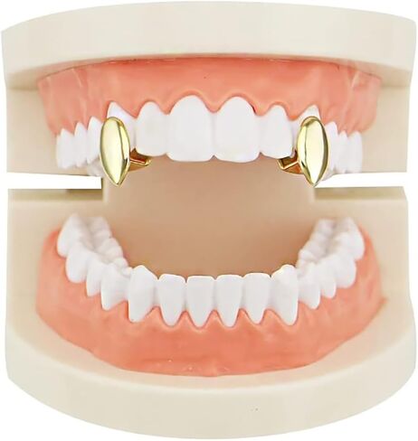 2 PCS 18K مطلي بالذهول Gold Grillz Hip Hop Grillz أعلى الأسنان غطاء شواية واحد للأسنان الفم in Kuwait