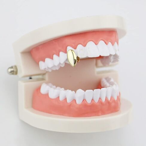 2 PCS 18K مطلي بالذهول Gold Grillz Hip Hop Grillz أعلى الأسنان غطاء شواية واحد للأسنان الفم in Kuwait