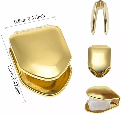 2 to 4 Pcs Grillz for Women Men,18K Gold Plated Mouth Teeth Grills,Hip Hop Rhinestone Single Teeth Cap Halloween Party Cosplay Rapper Accessories in Saudi Arabia
