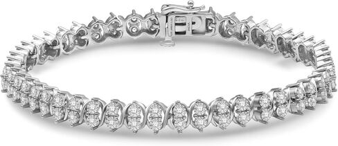 Jewelili Sterling Silver Tennis Bracelet for Women | 1 CTTW White Round Lab Grown Diamonds | Luxury Jewelry with Gift Box | Timeless Fashion Jewelry Gift for Her in Saudi Arabia