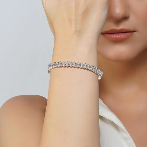 Jewelili Sterling Silver Tennis Bracelet for Women | 1 CTTW White Round Lab Grown Diamonds | Luxury Jewelry with Gift Box | Timeless Fashion Jewelry Gift for Her in Saudi Arabia