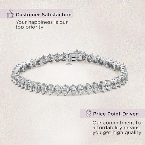 Jewelili Sterling Silver Tennis Bracelet for Women | 1 CTTW White Round Lab Grown Diamonds | Luxury Jewelry with Gift Box | Timeless Fashion Jewelry Gift for Her in Saudi Arabia