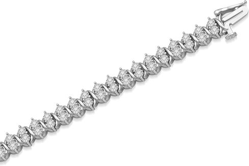 Jewelili Sterling Silver Tennis Bracelet for Women | 1 CTTW White Round Lab Grown Diamonds | Luxury Jewelry with Gift Box | Timeless Fashion Jewelry Gift for Her in Saudi Arabia