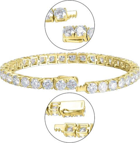 3/4/5mm سوار Moissanite D Color VVS1 Round Cut 18k Gold Plated S925 Silver 6.5-8.5inch Chain for Women & Men- in Kuwait