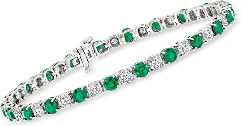 روس سايمونز 4.10 CT. T.W. الزمرد و 1.00 CT. T.W. سوار تنس الماس في الفضة الاسترليني in Kuwait