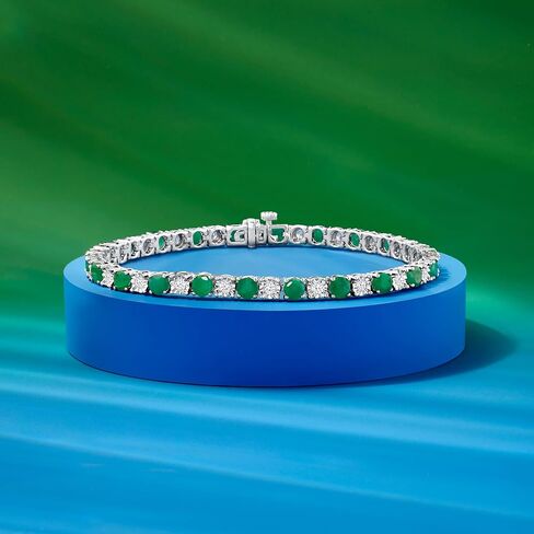 روس سايمونز 4.10 CT. T.W. الزمرد و 1.00 CT. T.W. سوار تنس الماس في الفضة الاسترليني in Kuwait