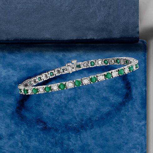 روس سايمونز 4.10 CT. T.W. الزمرد و 1.00 CT. T.W. سوار تنس الماس في الفضة الاسترليني in Kuwait