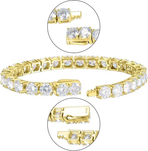 3/4/5mm سوار Moissanite D Color VVS1 Round Cut 18k Gold Plated S925 Silver 6.5-8.5inch Chain for Women & Men- in Kuwait