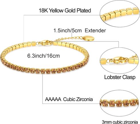 أساور التنس الذهبية ويلايك للنساء 18K الذهب مطلي غير تشويه 5A Zirconia الماس الكريستال الكريستال القابل للتعديل أساور سوار زفاف شرير in Kuwait