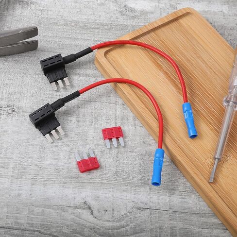 2 PCS 12V Add-A-Circuit Fuse Tap Adapter Micro 3 Fuse Tap Tapple Tappliable Blade Style Rolleds Universal Blade Holder مع محول طاقة الصمامات للأضواء الداخلية LED Car Accessories (10A) in Saudi Arabia