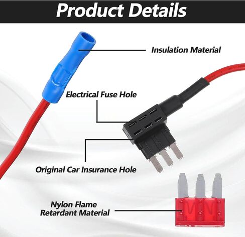 2 PCS 12V Add-A-Circuit Fuse Tap Adapter Micro 3 Fuse Tap Tapple Tappliable Blade Style Rolleds Universal Blade Holder مع محول طاقة الصمامات للأضواء الداخلية LED Car Accessories (10A) in Saudi Arabia