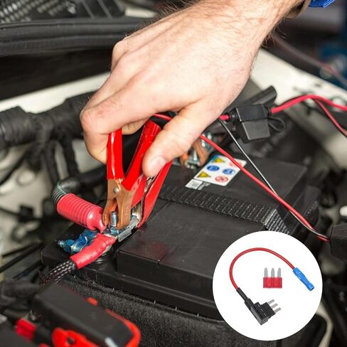 2 PCS 12V Add-A-Circuit Fuse Tap Adapter Micro 3 Fuse Tap Tapple Tappliable Blade Style Rolleds Universal Blade Holder مع محول طاقة الصمامات للأضواء الداخلية LED Car Accessories (10A) in Saudi Arabia