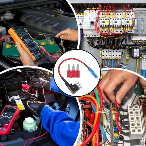 2 PCS 12V Add-A-Circuit Fuse Tap Adapter Micro 3 Fuse Tap Tapple Tappliable Blade Style Rolleds Universal Blade Holder مع محول طاقة الصمامات للأضواء الداخلية LED Car Accessories (10A) in Saudi Arabia