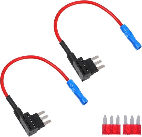 2 PCS 12V Add-A-Circuit Fuse Tap Adapter Micro 3 Fuse Tap Tapple Tappliable Blade Style Rolleds Universal Blade Holder مع محول طاقة الصمامات للأضواء الداخلية LED Car Accessories (10A) in Saudi Arabia