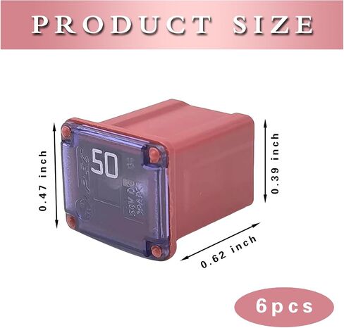 6 PCS Car Fuse Kit, 20A/25A/30A/40A/50A/60A Square Insert Mini Fuse, Flame Retardant Housing Short Circuit Protection Parts Combination Kit, for Most Cars Trucks (Multicolored) in Saudi Arabia
