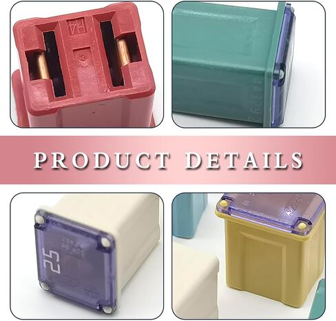 6 PCS Car Fuse Kit, 20A/25A/30A/40A/50A/60A Square Insert Mini Fuse, Flame Retardant Housing Short Circuit Protection Parts Combination Kit, for Most Cars Trucks (Multicolored) in Saudi Arabia