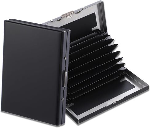 6 PCS الفولاذ المقاوم للصدأ بطاقة الائتمان حامل المعادن RFID حظر الحافظ على واقي المعادن محفظة مع 10 فتحات للرجال مربع هدايا للنساء (أسود) in Saudi Arabia