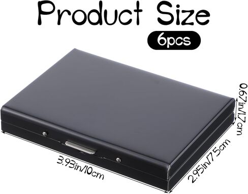 6 PCS الفولاذ المقاوم للصدأ بطاقة الائتمان حامل المعادن RFID حظر الحافظ على واقي المعادن محفظة مع 10 فتحات للرجال مربع هدايا للنساء (أسود) in Saudi Arabia