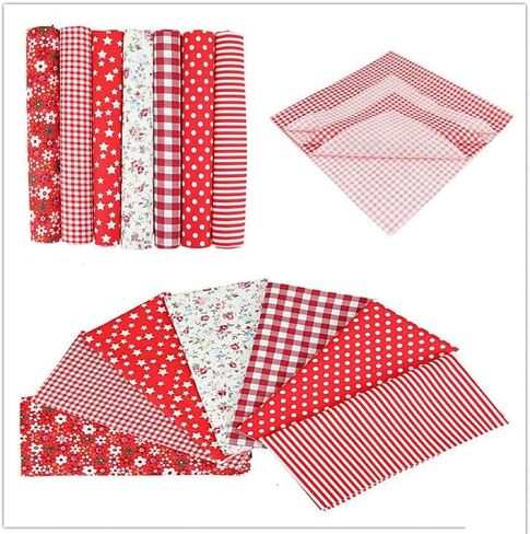 7Pcs Top Orange Cotton Craft Fabric Bundle Squares Patchwork DIY Sewing Scrapbooking Quilting Floral Dot Pattern Craft and Hobby Fabric 10" x 10" (25cm x 25cm) in Saudi Arabia