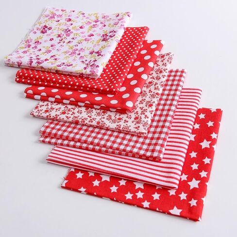 7Pcs Top Orange Cotton Craft Fabric Bundle Squares Patchwork DIY Sewing Scrapbooking Quilting Floral Dot Pattern Craft and Hobby Fabric 10" x 10" (25cm x 25cm) in Saudi Arabia