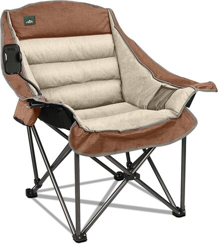 Oversized XL Padded Camping Chair w/Cell Phone Holder, Large Camp Lounge Chair, Foldable Lawn Chair w/Cup Holder,Carry Bag for Outdoor Hiking, Beach, Picnics, Heavy-Duty 400-lbs Capacity in Saudi Arabia