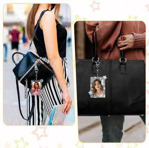 2 Pcs Star Photocard Holder Keychain, Portable Card Case Hard Protective Cover,Acrylic Cute Photocards Holder,Cute Clear Case for 2.75" Concert Photocard with Star Pendant for Idol Card Photo Album in Saudi Arabia