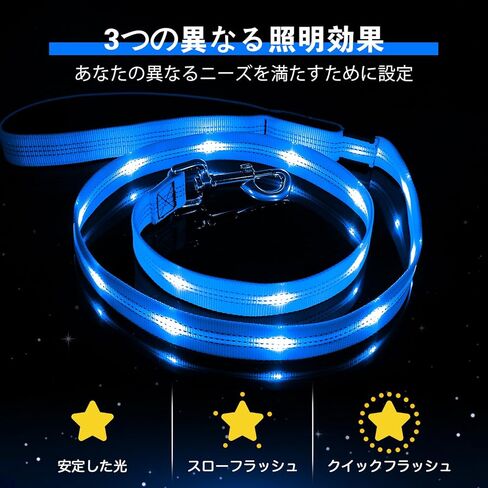 مقود الكلاب الآمن المزود بإضاءة LED - حبل ضوء وامض قابل لإعادة الشحن عبر USB بطول 5 أقدام - مقاود عاكسة مقاومة للماء للحيوانات الأليفة - مقود يتوهج في الظلام للمشي ليلاً (أزرق) in Kuwait