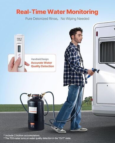 VEVOR Deionized Water System for Car Wash, Premium Water Deionizer for Car Washing with Handheld TDS Meter, Spotless Water Spot Remover Filter with Dual Outlet Mode, Fit for Cars/RVs/Motorcycles in Saudi Arabia