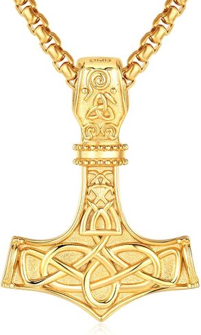 Viking Thor Hammer Necklace 925 Sterling Silver Norse Thor Hammer Pendant Necklace,Nordic Mjolnir Amulet Jewelry Birthday Gifts for Men with 22+2 in Chain in Kuwait