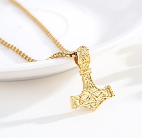 Viking Thor Hammer Necklace 925 Sterling Silver Norse Thor Hammer Pendant Necklace,Nordic Mjolnir Amulet Jewelry Birthday Gifts for Men with 22+2 in Chain in Kuwait