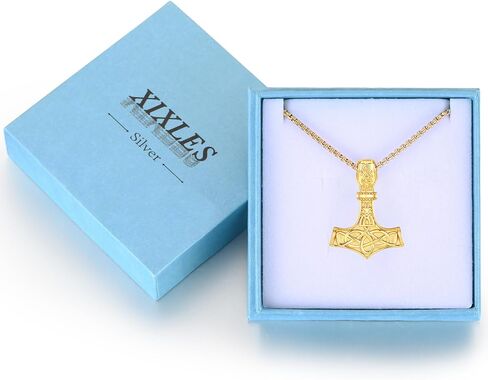 Viking Thor Hammer Necklace 925 Sterling Silver Norse Thor Hammer Pendant Necklace,Nordic Mjolnir Amulet Jewelry Birthday Gifts for Men with 22+2 in Chain in Kuwait