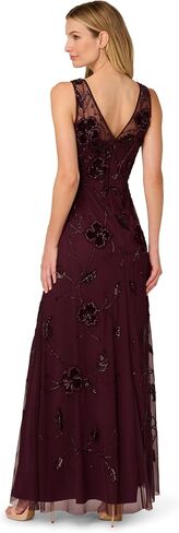 Adrianna Papell Women's Bead Velvet Flower Long Dress in Saudi Arabia