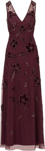 Adrianna Papell Women's Bead Velvet Flower Long Dress in Saudi Arabia