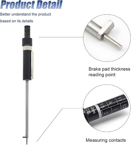 Brake Pad Thickness Gauge Measure Tool, Car Brake Measuring Tool with Scale, Tire Tread Depth Gauge, 1.5mm Thickness Car Brake Pad Detection Pen for Internal External in Saudi Arabia
