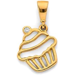 14K Solid Gold Cupcake Charm | Modern Jewelry | Symbols of Celebration, Joy, and Indulgence | Minimal Jewelry | Everyday Jewelry | in Saudi Arabia