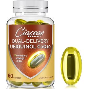 Ubiquinol CoQ10 600 ملغ من الناعمين مع أوميغا 3 و Shilajit & PQQ ، المتقدمة للإنزيم المزدوج-Q10 ، مكملات Ubiquinol النشطة COQ10 للخصوبة ، مضادات الأكسدة ، القلب ، الدماغ ، 60 حصة in Kuwait