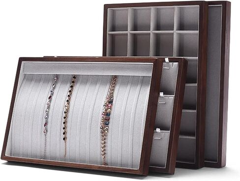 Jewelry Stand Wood Bracelet Display Tray Stackable Jewelry Display Tray Necklace Bracelet Display Trays Showcase Jewelry Organizer Storage Trays Jewelry Holder Jewelry D in Saudi Arabia