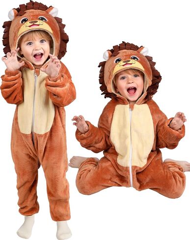 Toddler Baby Animal Costume Kids Toddler Dinosaur Lion Halloween Costume with Tail, Soft Dress Up for Baby Boys Girls 12M-5Y in Saudi Arabia