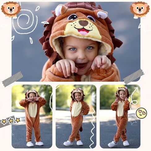 Toddler Baby Animal Costume Kids Toddler Dinosaur Lion Halloween Costume with Tail, Soft Dress Up for Baby Boys Girls 12M-5Y in Saudi Arabia