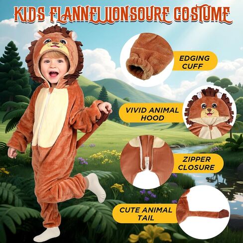 Toddler Baby Animal Costume Kids Toddler Dinosaur Lion Halloween Costume with Tail, Soft Dress Up for Baby Boys Girls 12M-5Y in Saudi Arabia