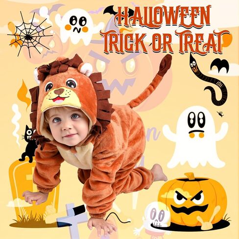 Toddler Baby Animal Costume Kids Toddler Dinosaur Lion Halloween Costume with Tail, Soft Dress Up for Baby Boys Girls 12M-5Y in Saudi Arabia