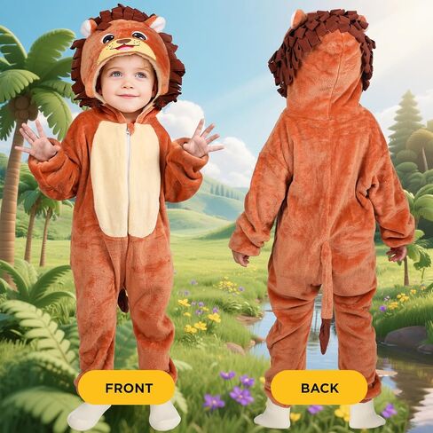 Toddler Baby Animal Costume Kids Toddler Dinosaur Lion Halloween Costume with Tail, Soft Dress Up for Baby Boys Girls 12M-5Y in Saudi Arabia