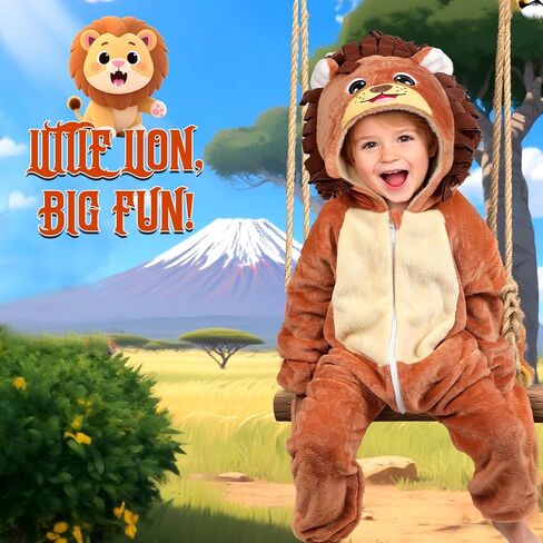 Toddler Baby Animal Costume Kids Toddler Dinosaur Lion Halloween Costume with Tail, Soft Dress Up for Baby Boys Girls 12M-5Y in Saudi Arabia