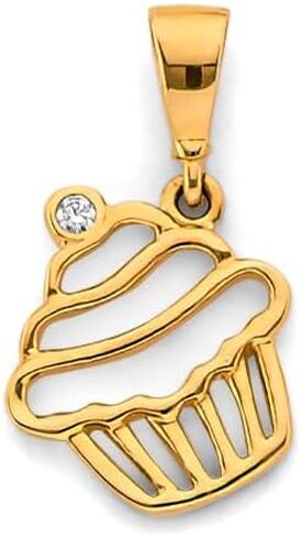 14K Solid Gold Cupcake Charm | Modern Jewelry | Symbols of Celebration, Joy, and Indulgence | Minimal Jewelry | Everyday Jewelry | in Saudi Arabia