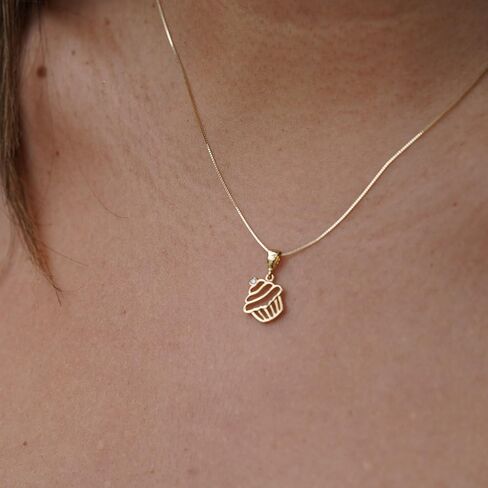 14K Solid Gold Cupcake Charm | Modern Jewelry | Symbols of Celebration, Joy, and Indulgence | Minimal Jewelry | Everyday Jewelry | in Saudi Arabia