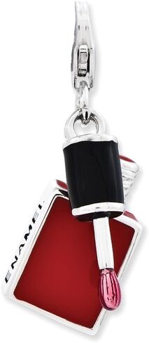 Sterling Silver Enameled 3-D Fingernail Polish with Lobster Clasp Charm in Saudi Arabia