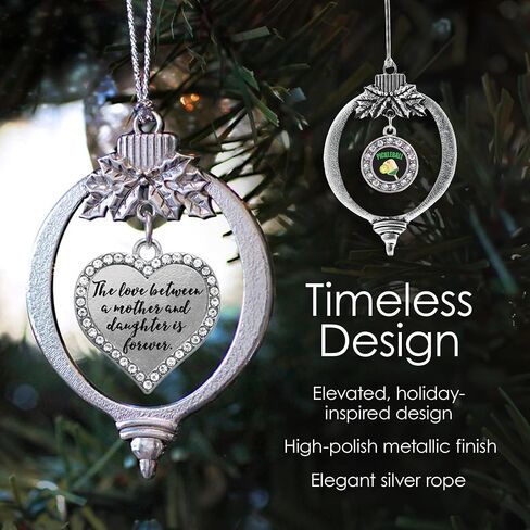 Inspired Silver - 6th Grade - Silver Christmas Ornament - Pave Heart Charm Christmas Tree Ornament with Cubic Zirconia - Holiday Hanging Decoration in Saudi Arabia